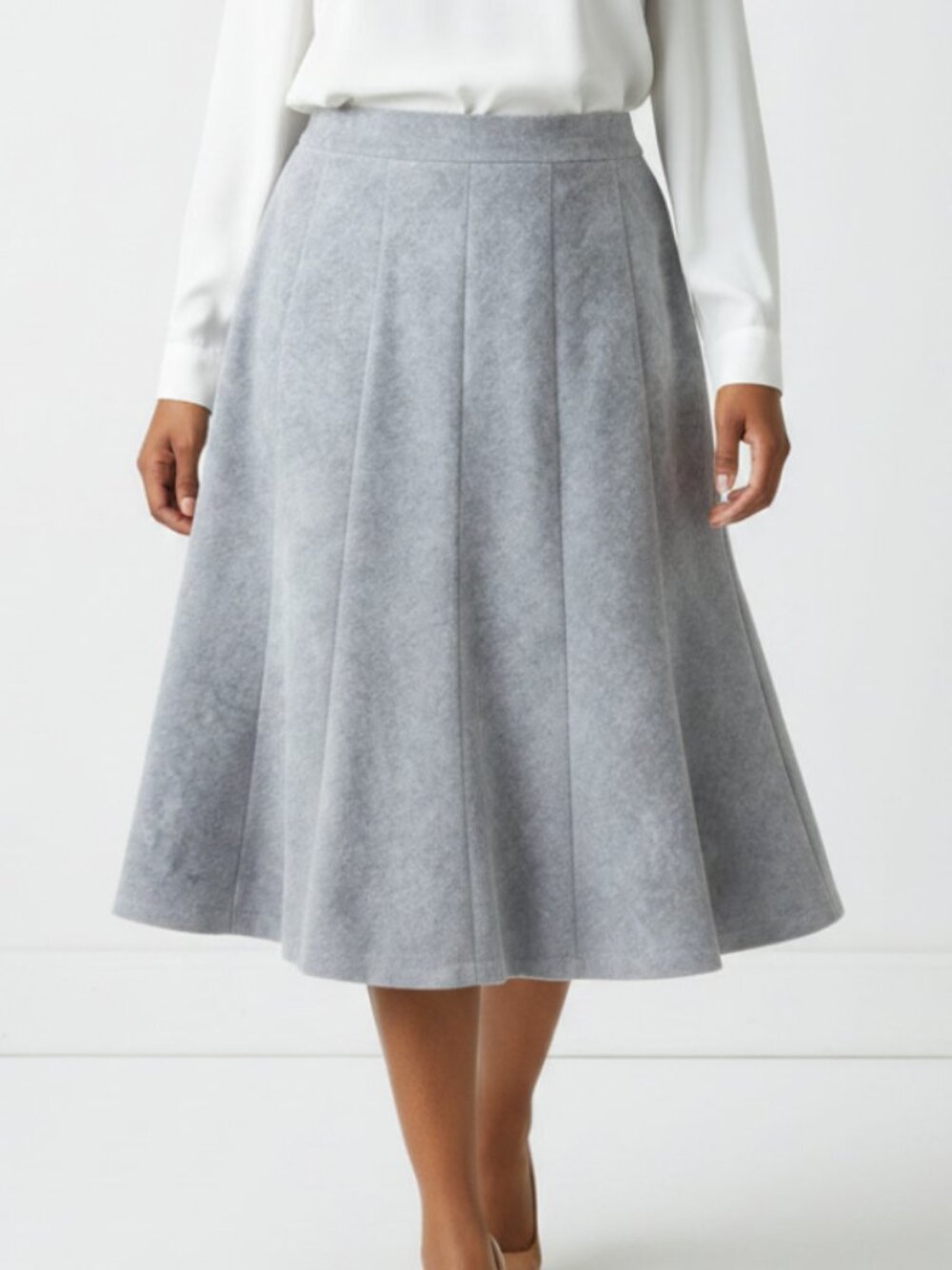 CJ Banks Gray Micro Ribbed Panel Midi Skirt size 16W